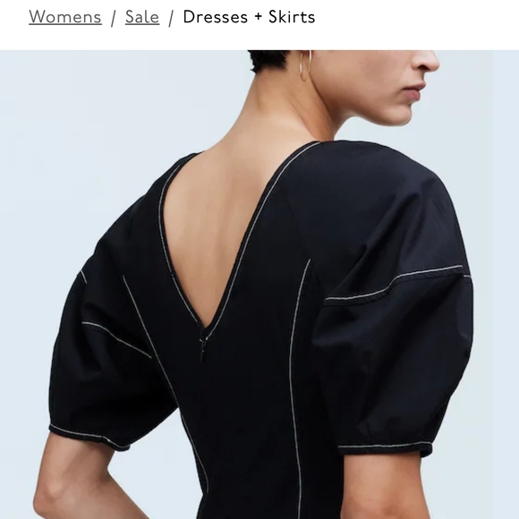 Madewell Black Midi Dress with Puff Sleeves - Picture 5 of 5